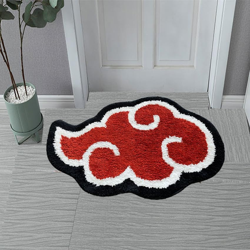 Akatsuki Rug - Anime Rug - Naruto Rug - Handmade Tufted Rug - Handmade & Premium- 32 * 20In (80 * 51Cm) - Hypebeast Rug - Red Cloud Rug - Hypebeast Room Decor - Designer Rugs Rug