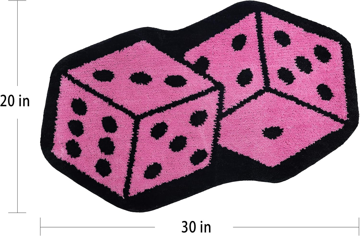 Bath Microfiber Rug, Soft and Absorbent Bathroom Mat, Quick-Dry Non-Slip Floor Rug for Shower, Bath, and Toilet, Dice Shape Design, 20X30 - Pink