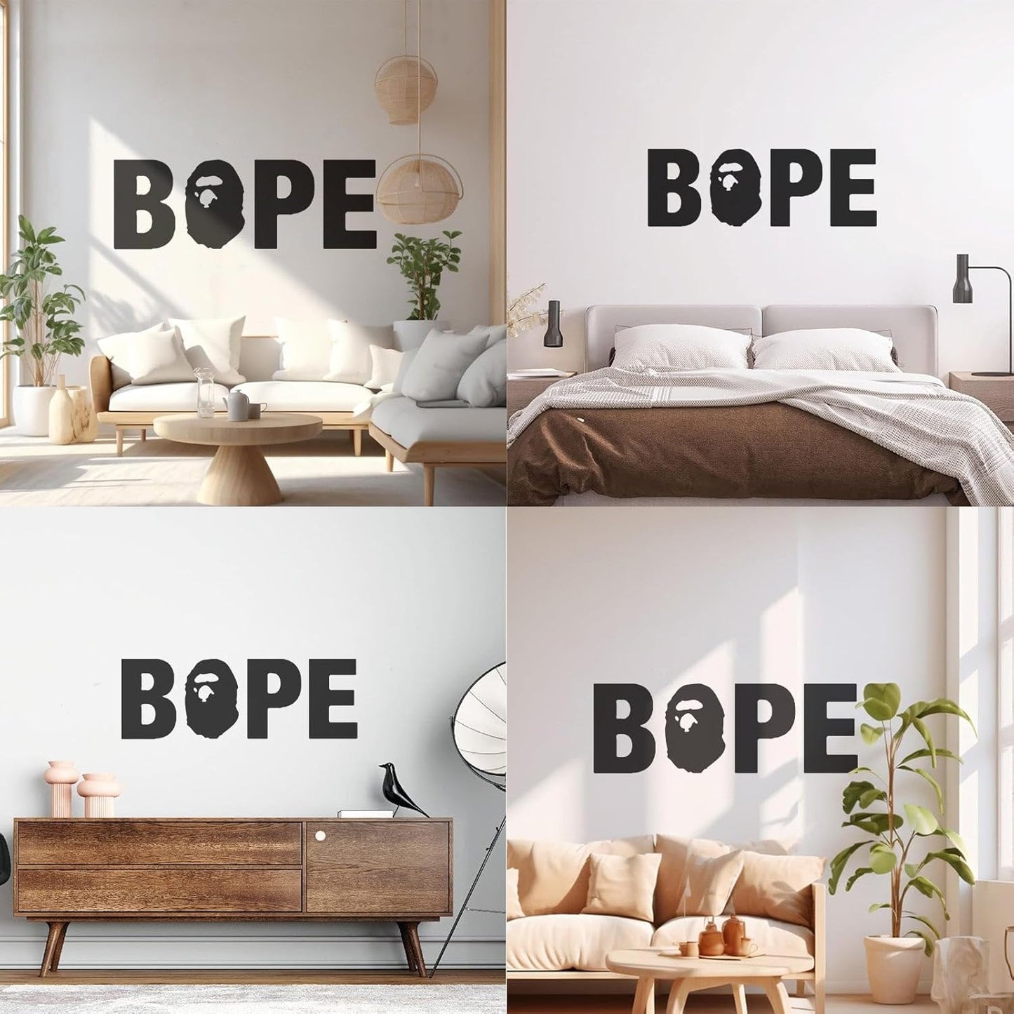 Wall Decals Bape Boys Easy Installation Large 50X142Cm Black