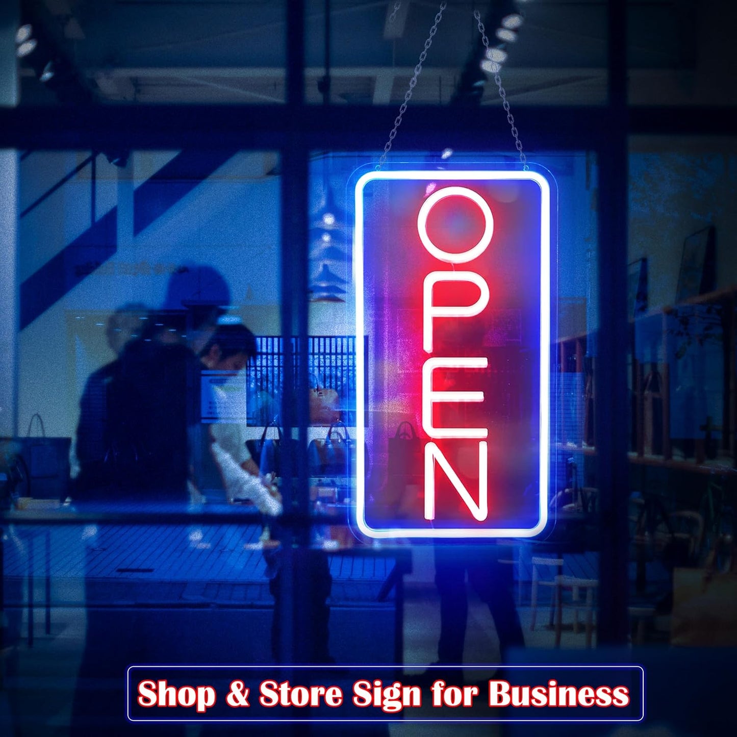 LED Neon Open Sign, 16.5"X 9" Business Hour Sign, Powered by USB with Switch, LED Display Window Lights for Cafe Bar Hotel Salon Bookstore Restaurant Grocery Shop Store Wall Decor