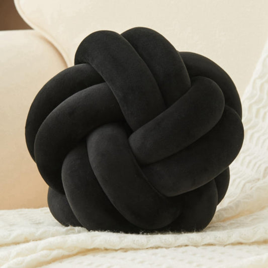 Knot Pillow Ball Throw Pillow Home Decor Aesthetic round Cute Plush Pillows,Black 8Inch