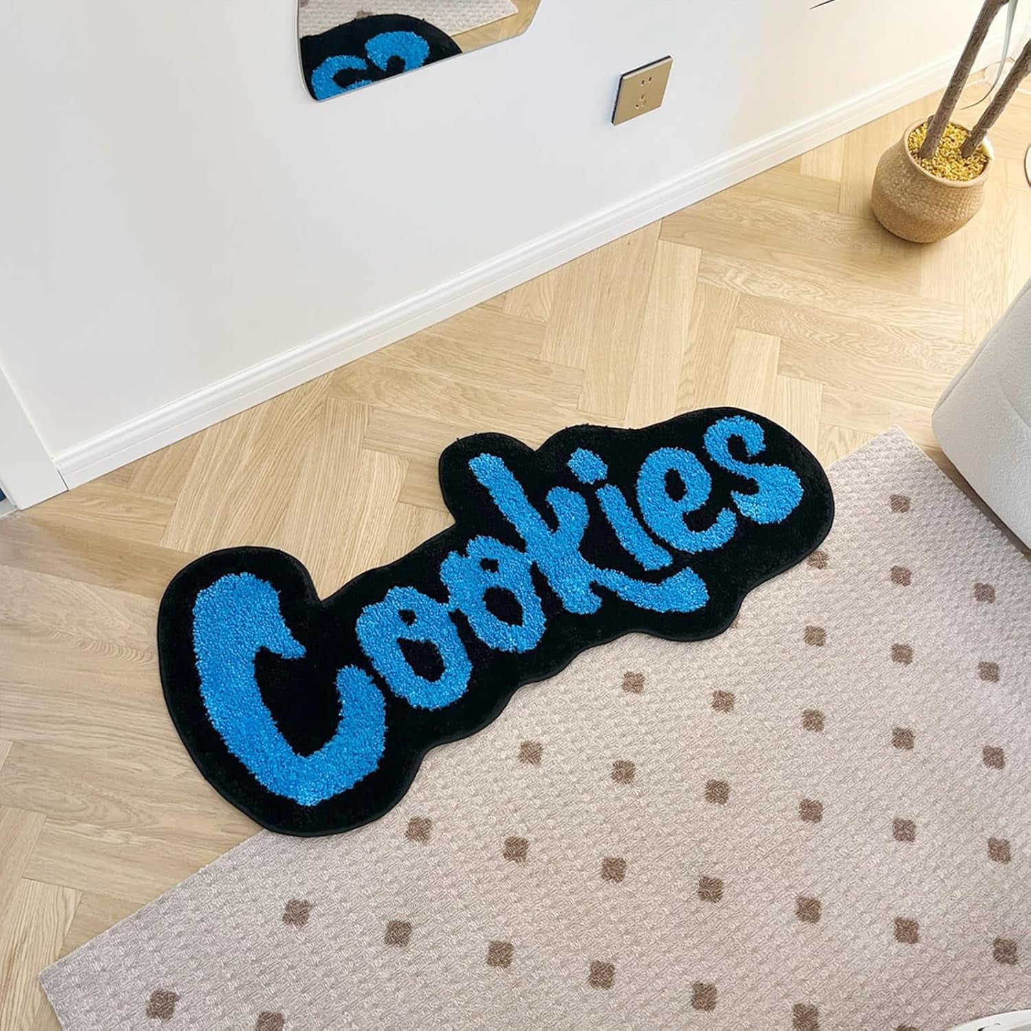 Handmade Cookies Tufted Rug for Kids Room Irregular Shaped Tufted Carpet Mat Soft Plush Children Gift Room Decoration (39.4X17.7Inch (100X45Cm))