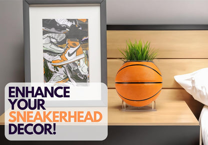 Basketball Planter Set - Basketball Decor with Sneakerhead Hypebeast Room Decor and a Splash of Hypebeast Decor. Funky Plant Pots for Basketball Room Decor Y2K (Orange)