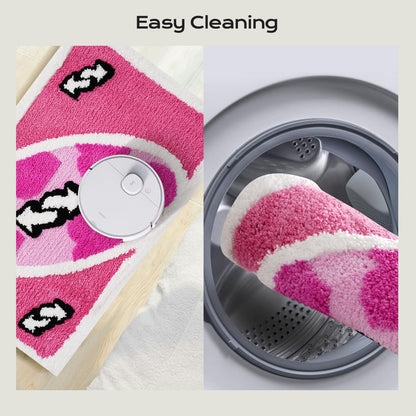 UNO Card Pink Bathroom Rugs Non Slip, Fluffy Extra Soft and Absorbent Microfiber Cute Cool Funky Bath Rugs Mats, Aesthetic Unique Fun Carpet for Bathroom Shower Floor Decor, 32 X 20 Inch