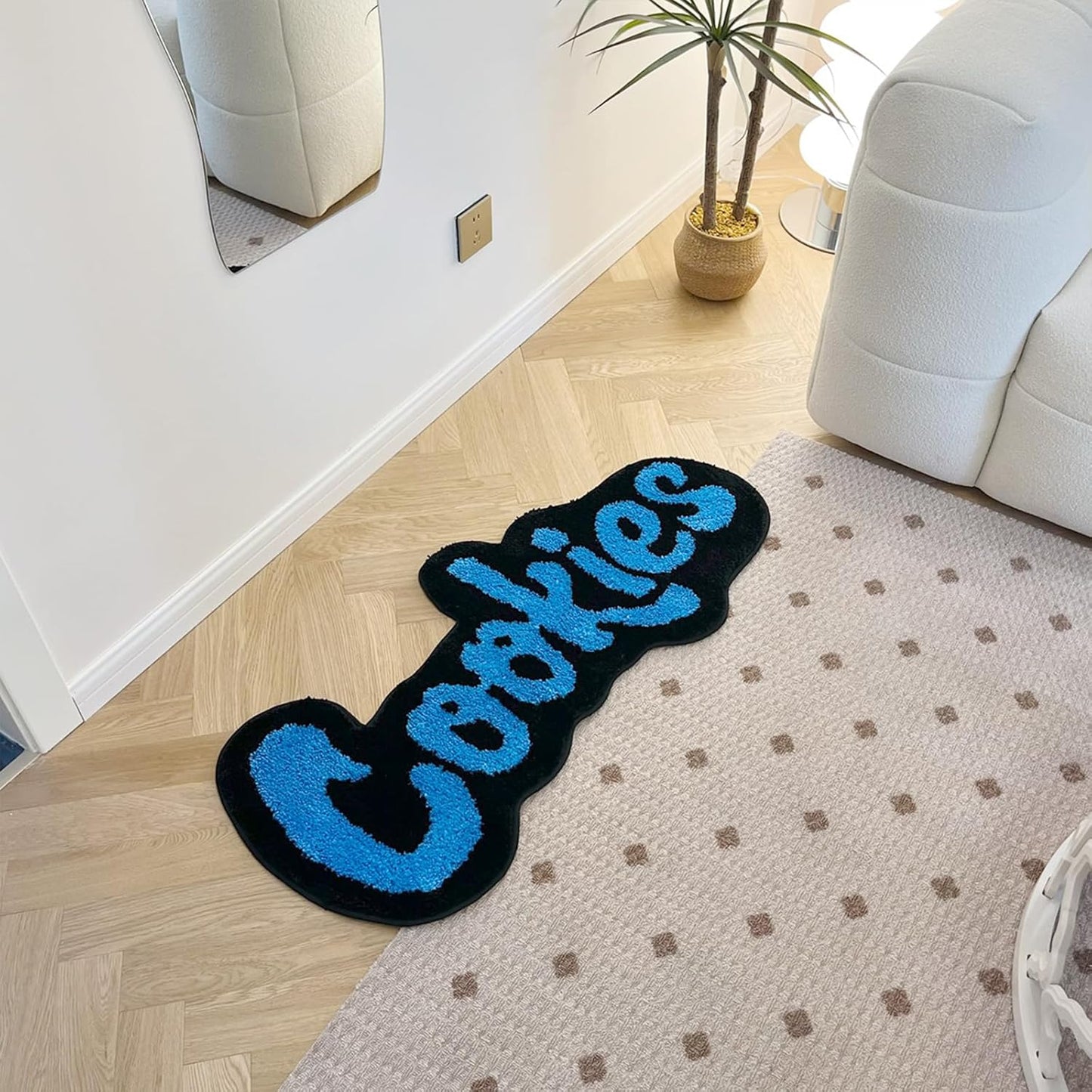 Handmade Cookies Tufted Rug for Kids Room Irregular Shaped Tufted Carpet Mat Soft Plush Children Gift Room Decoration (39.4X17.7Inch (100X45Cm))