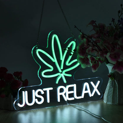 Neon Sign Just Relax LED Neon Lights Signs for Wall Decor,Bedroom,Game Room, Party, Bar Decor,Powered by USB with Dimmable Switch