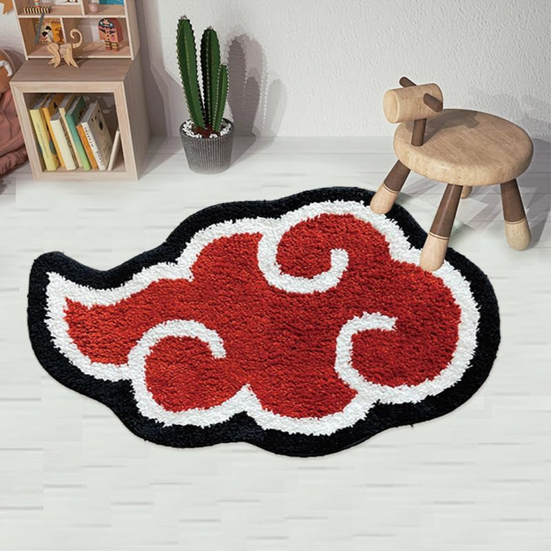 Akatsuki Rug - Anime Rug - Naruto Rug - Handmade Tufted Rug - Handmade & Premium- 32 * 20In (80 * 51Cm) - Hypebeast Rug - Red Cloud Rug - Hypebeast Room Decor - Designer Rugs Rug