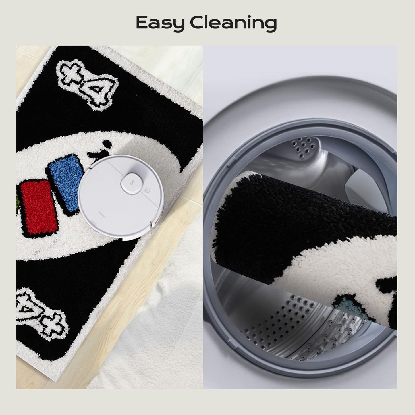 UNO Card Black Bathroom Rugs Non Slip, Fluffy Extra Soft and Absorbent Microfiber Cute Cool Funky Bath Mats, Aesthetic Unique Fun Carpet for Bathroom Shower Bedroom Floor Decor, 32 X 20 Inch