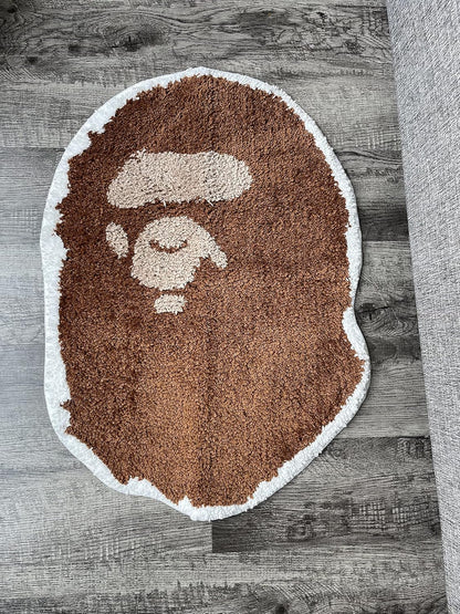 Bape Rug - Handmade & Premium- 28In W * 20In L (70 * 50Cm) - Hypebeast Rug - Hypebeast Rug Decor - Living Room, Bedroom, Children Room, Door Mat - a Bathing APE Rug (Blue Camo) (Beige Brown)