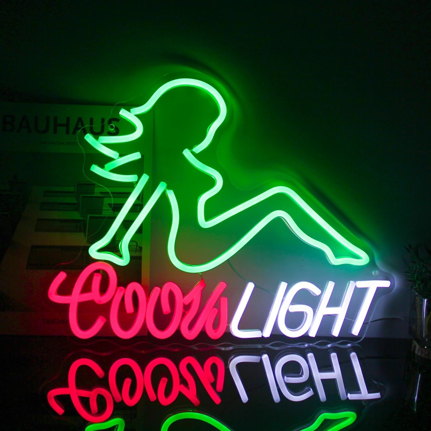 Crs Light Neon Sign Beer Neon Signs for Man Cave Bar Decor Green Lady LED Neon Lights Signs Bar Neon Sign Wall Art Neon Light for Bedroom Beer Pub Man Cave Restaurant Party Decor