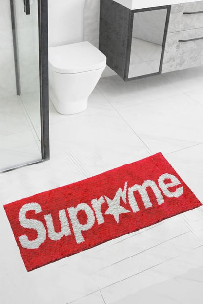 Supremed Rug - Hypebeast Room Decor - Handmade & Premium- 43 * 16In (110Cm) - Suprme Rug - Designer Rugs - Aesthetic Room Decor Rug