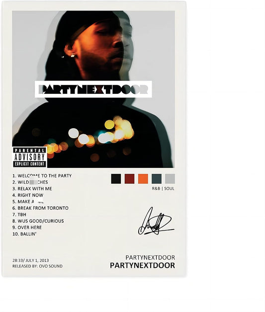 Partynextdoor Poster Partynextdoor Music Album Cover Signed Limited Poster Canvas Poster Bedroom Decor Sports Landscape Office Room Decor Gift Unframe:12X18Inch(30X45Cm)