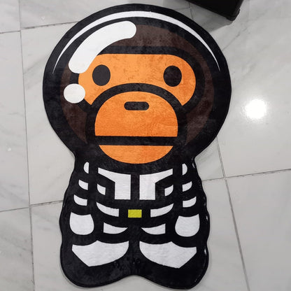 Astronaut Bape Rug Hypebeast Room Decor Cute Baby Monkey Rug Irregular Shaped Rug Machine Washable Non-Slip Carpet for Baby Room (Ultra Soft Quality, 1.3X2 Ft.)