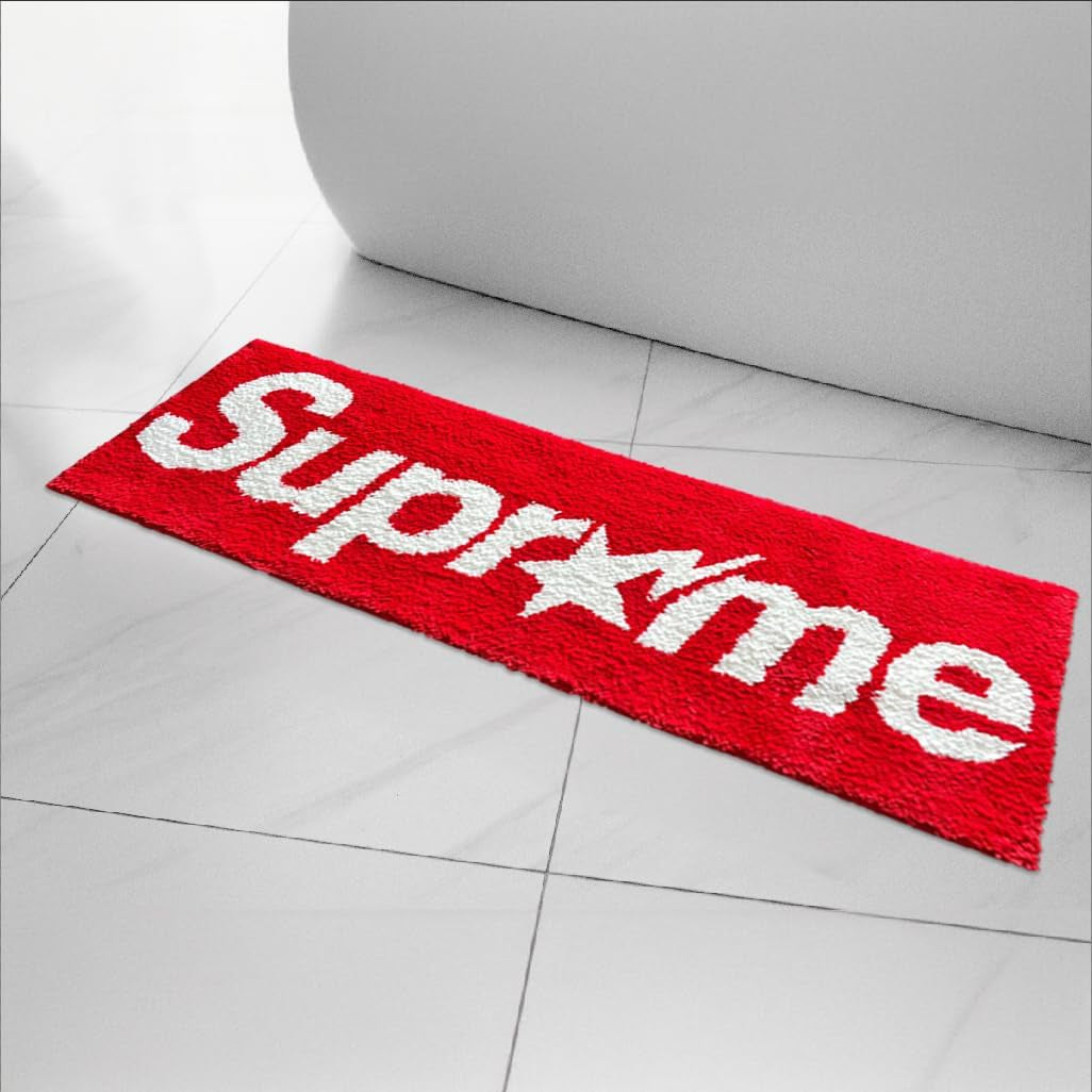 Supremed Rug - Hypebeast Room Decor - Handmade & Premium- 43 * 16In (110Cm) - Suprme Rug - Designer Rugs - Aesthetic Room Decor Rug