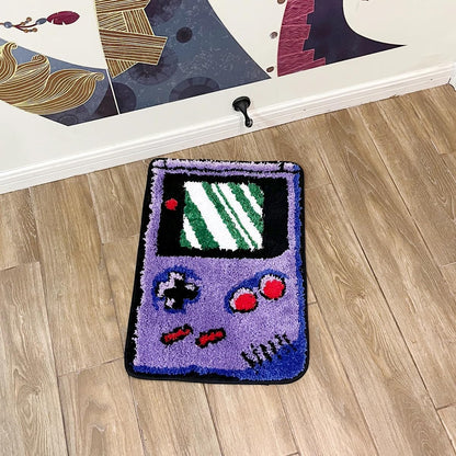 Purple Games Console Tufted Rug Funny Childhood Memories Rug Cute Flocking Carpet Floor Pad anti Slip Doormat Aesthetic Home Pad (23.6X15.7 Inch)