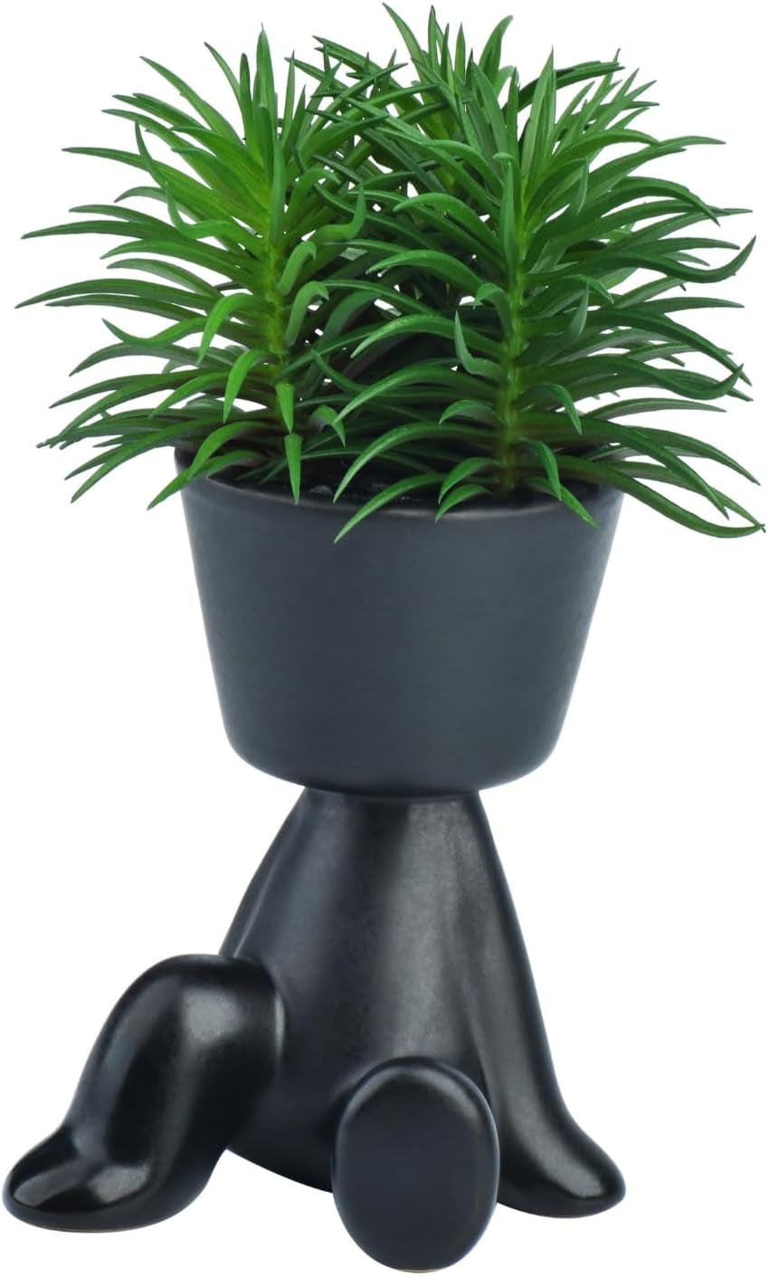 Faux Plants Indoor Decor, Artificial Succulents in Pots Small Artificial Plants in Ceramic Pots for Home and Kitchen Decor (Backward Arm Support)