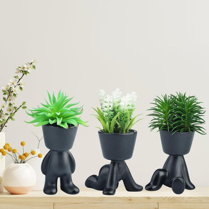 Faux Plants Indoor Decor, Artificial Succulents in Pots Small Artificial Plants in Ceramic Pots for Home and Kitchen Decor (Backward Arm Support)