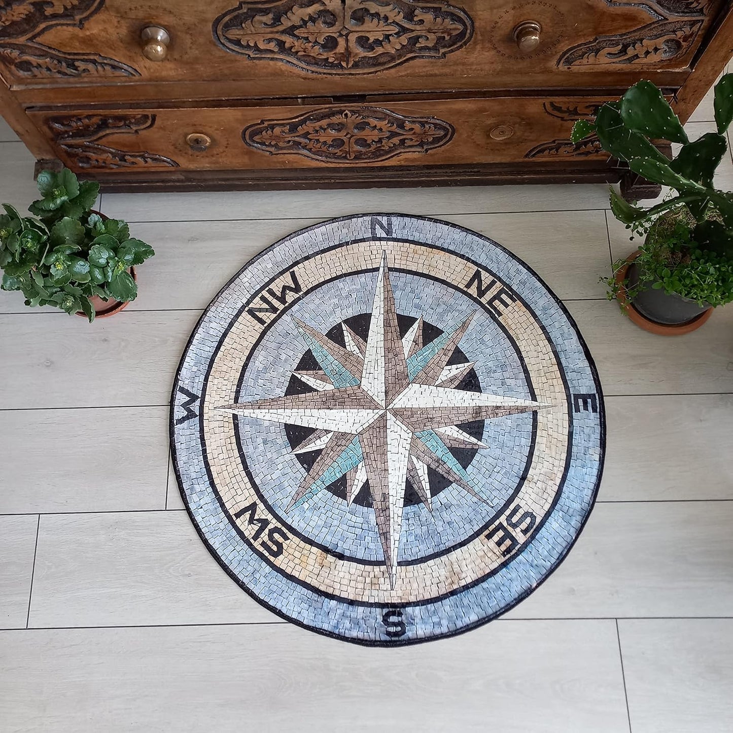 Compass Rug Cool round Area Rug Hypebeast Rug Yacht Mat Boat Mat Ultra Soft Non Slip Summer House Carpet Luxury Home Decor (3.3X3.3 Ft., Model - 7)