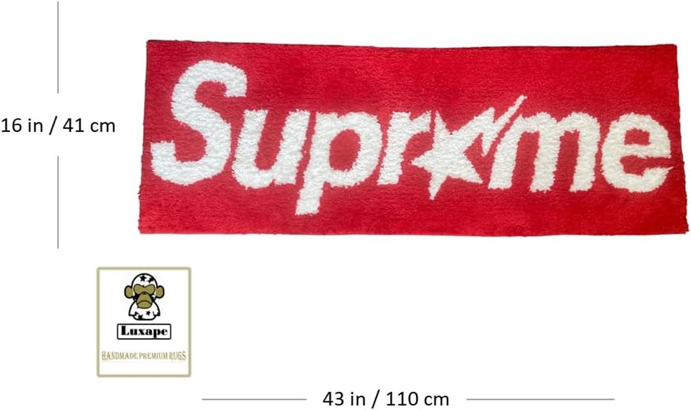 Supremed Rug - Hypebeast Room Decor - Handmade & Premium- 43 * 16In (110Cm) - Suprme Rug - Designer Rugs - Aesthetic Room Decor Rug