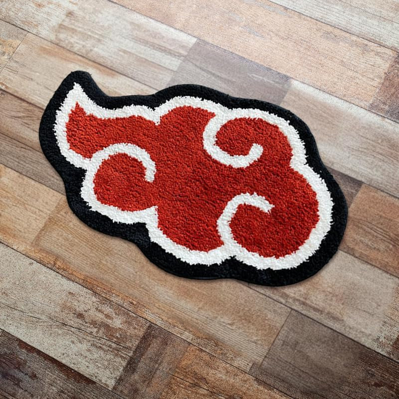 Akatsuki Rug - Anime Rug - Naruto Rug - Handmade Tufted Rug - Handmade & Premium- 32 * 20In (80 * 51Cm) - Hypebeast Rug - Red Cloud Rug - Hypebeast Room Decor - Designer Rugs Rug